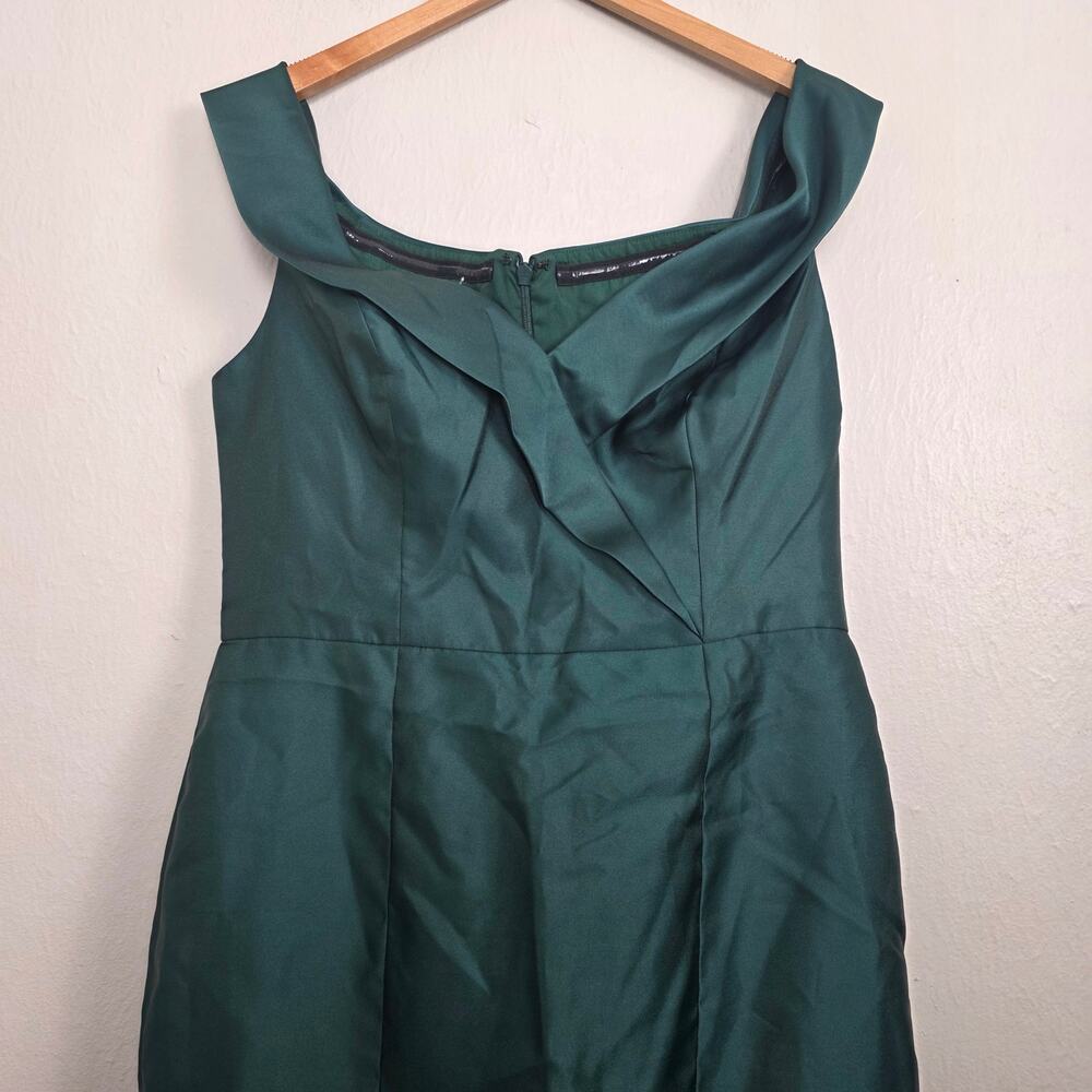 NWT Alfred Sung Off The Shoulder Trumpet Gown with Front Slit Hunter Green 14 - Picture 4 of 10